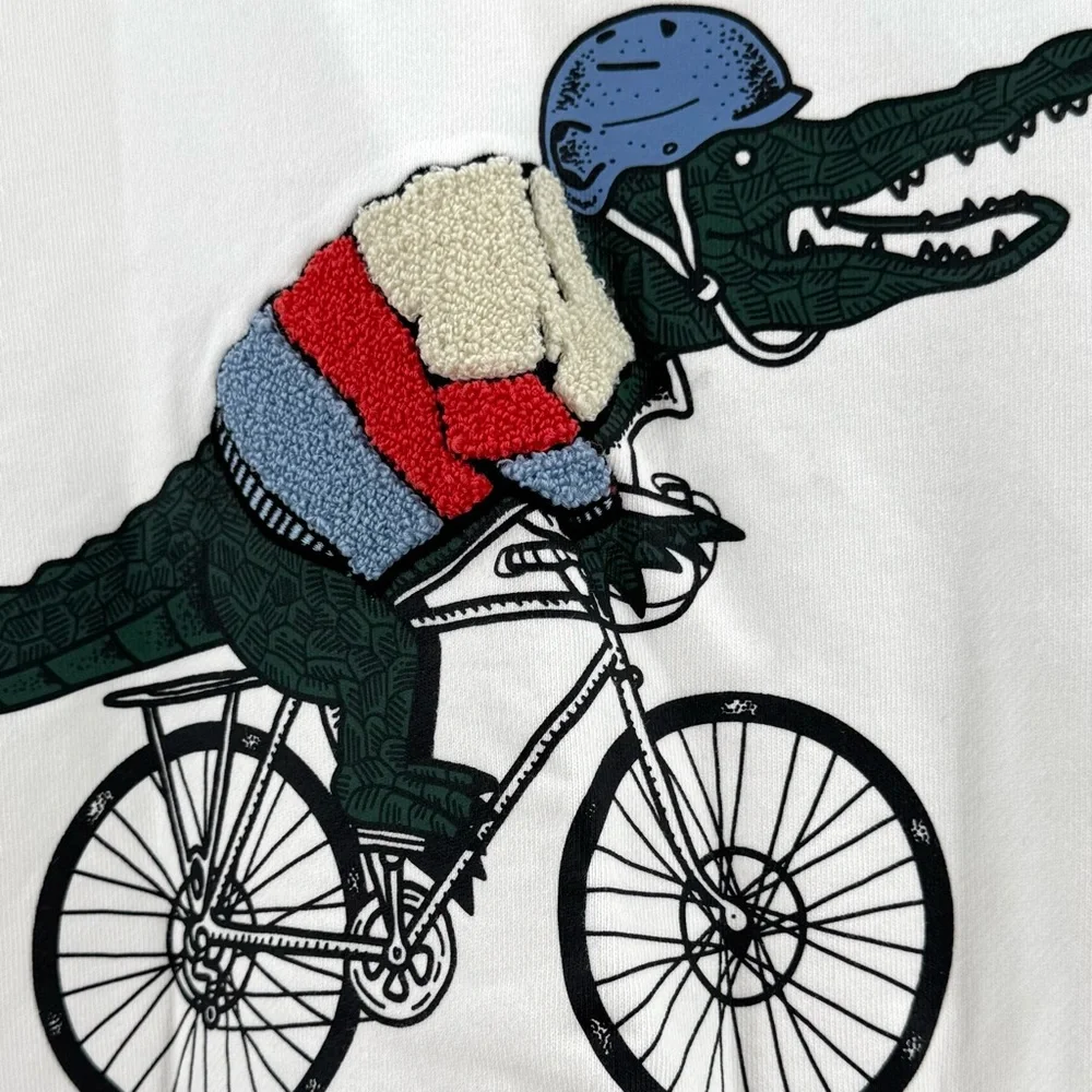 Lacoste Men's x Netflix Organic Cotton Fleece Print Sweatshirt FR Size 4 - Picture 3 of 12